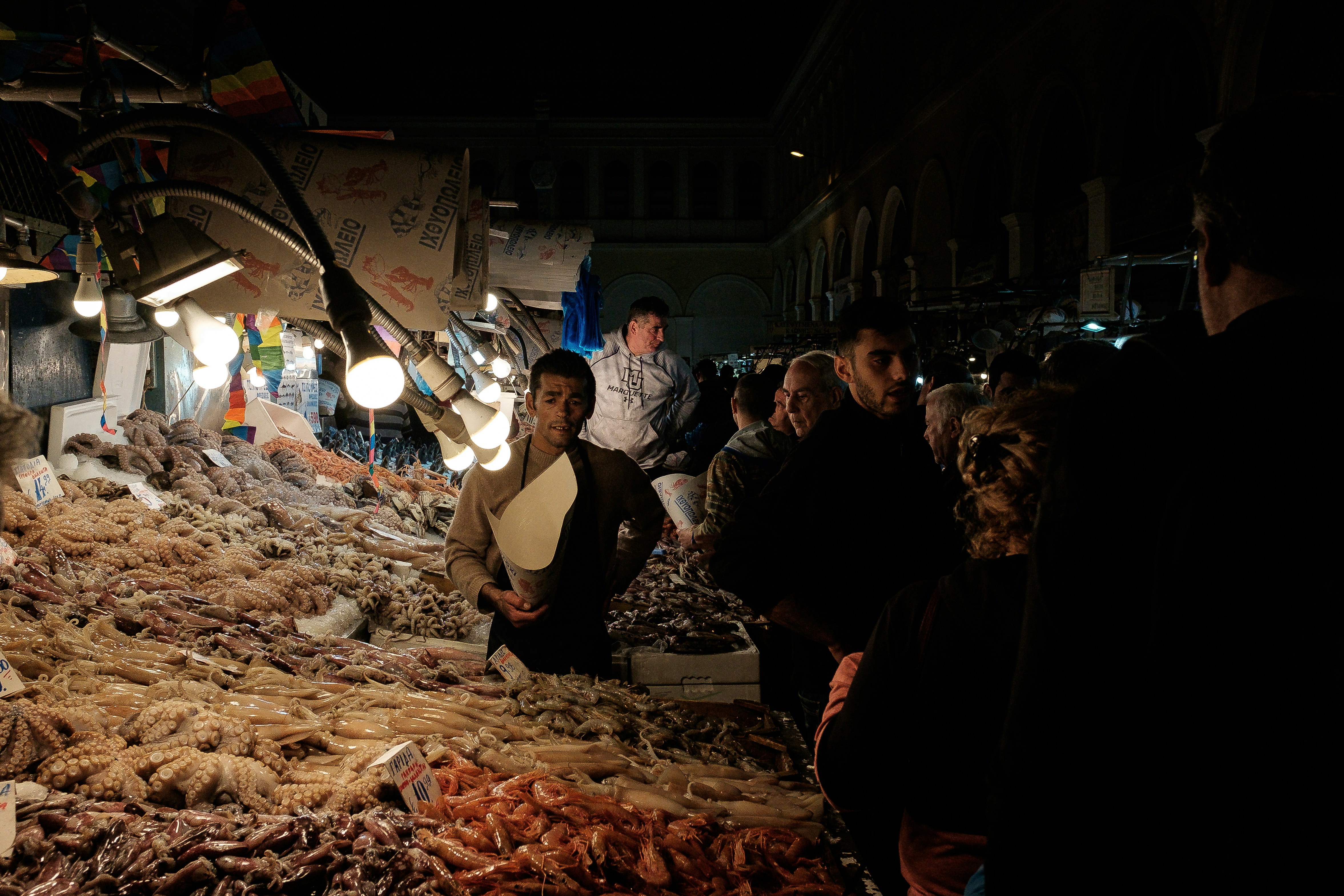 people walking near store