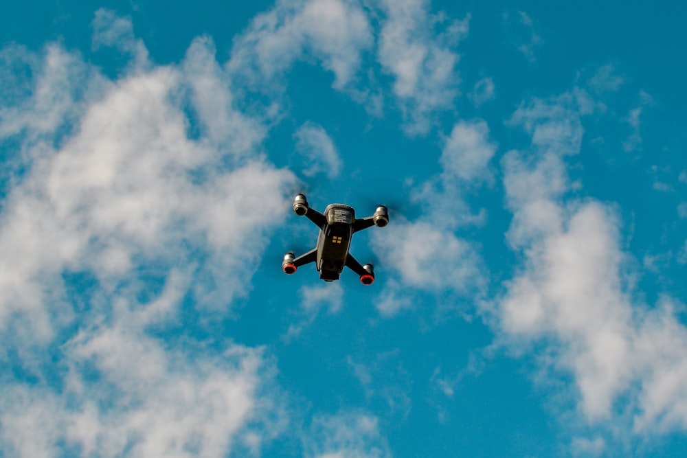 black drone under blue sky