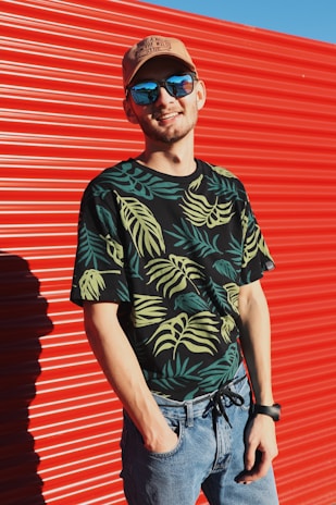 A happy customer wearing a luvars fashion outfit on a warm day, smiling and comfortable.