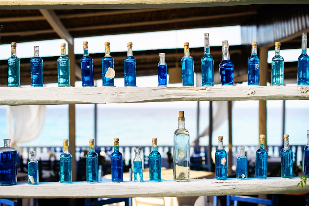 blue glass bottle lot