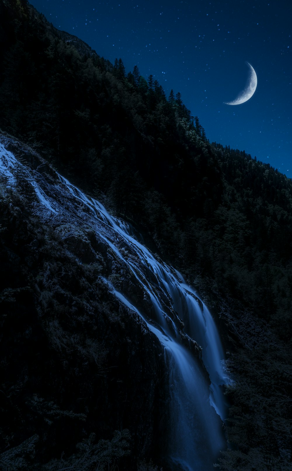 long-exposure photography of waterfalls