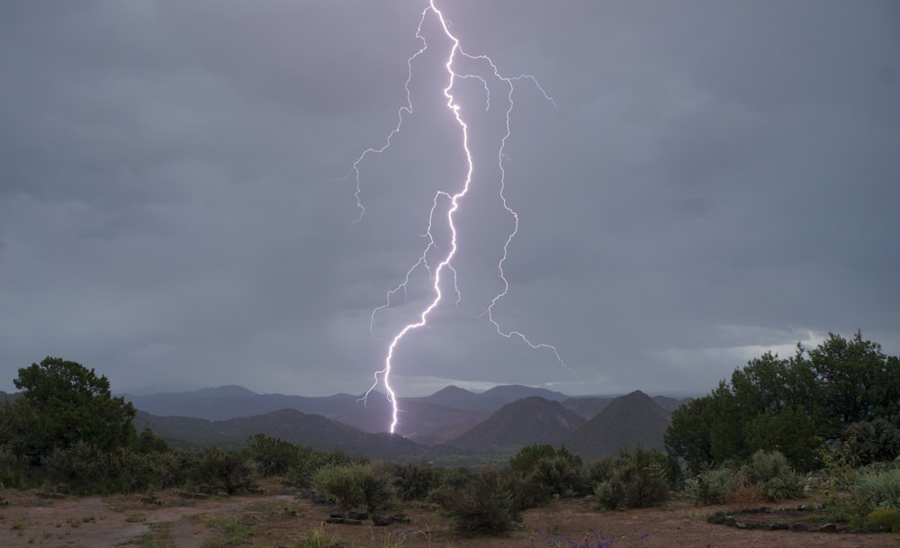 lightning hitting mountain