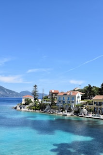 aerial photo of houses beside sea
