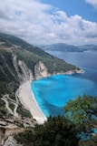 birds eye photography of body of water near mountain
