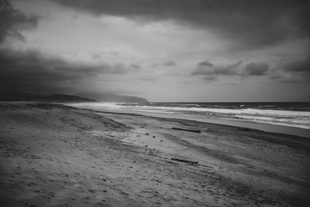 grayscale photo of sea