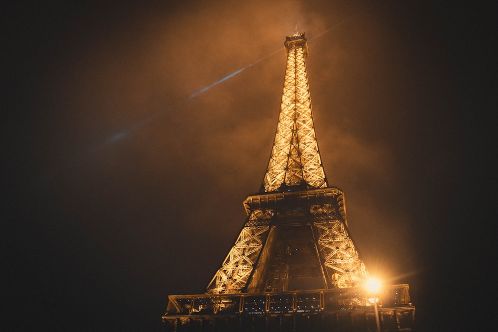 lighted Eiffel Tower during night time