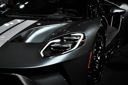 grey and white supercar