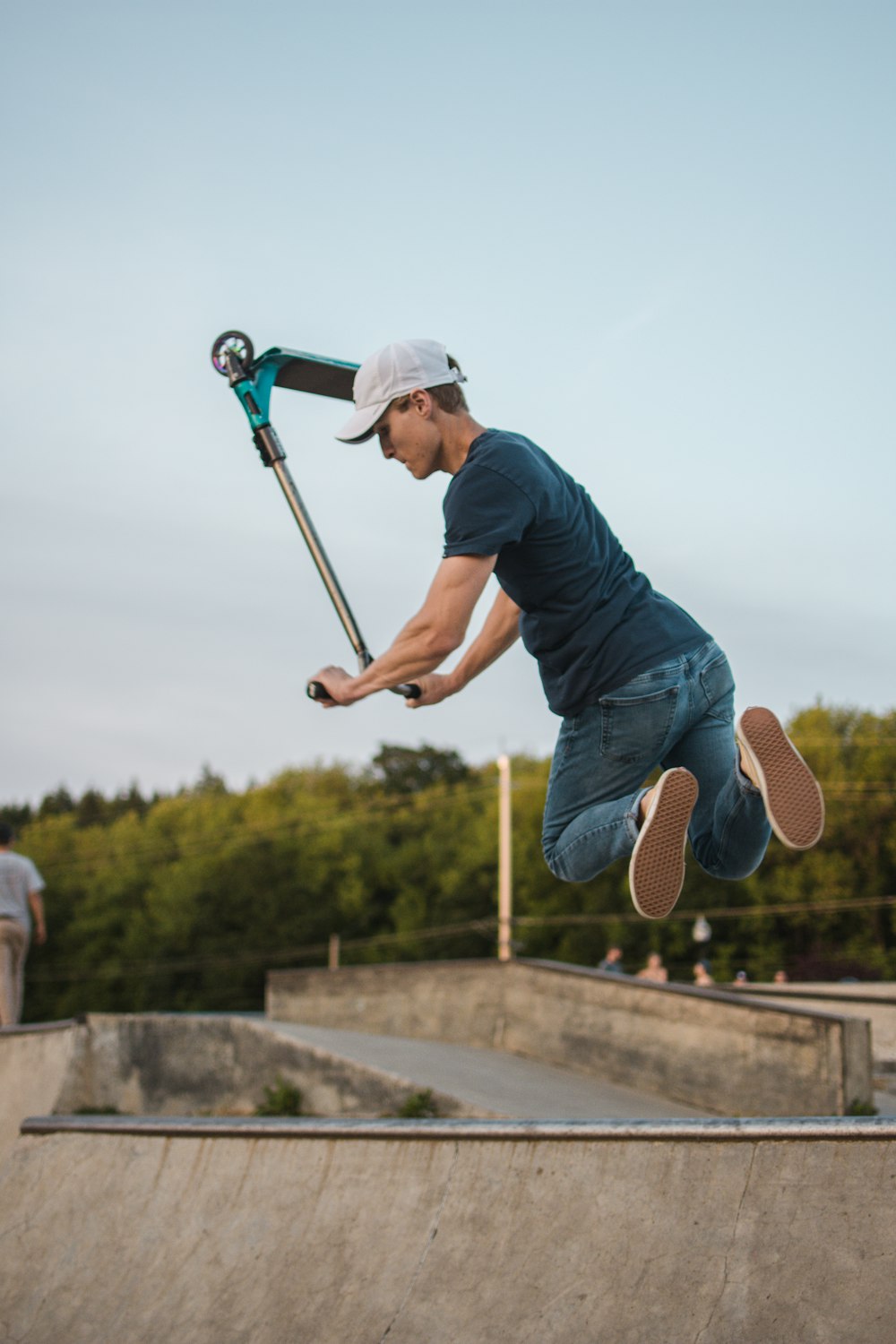 man jumping on mid air