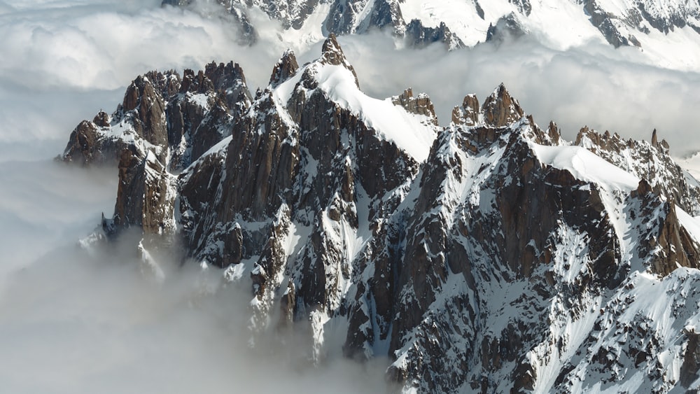 snow on rock mountain