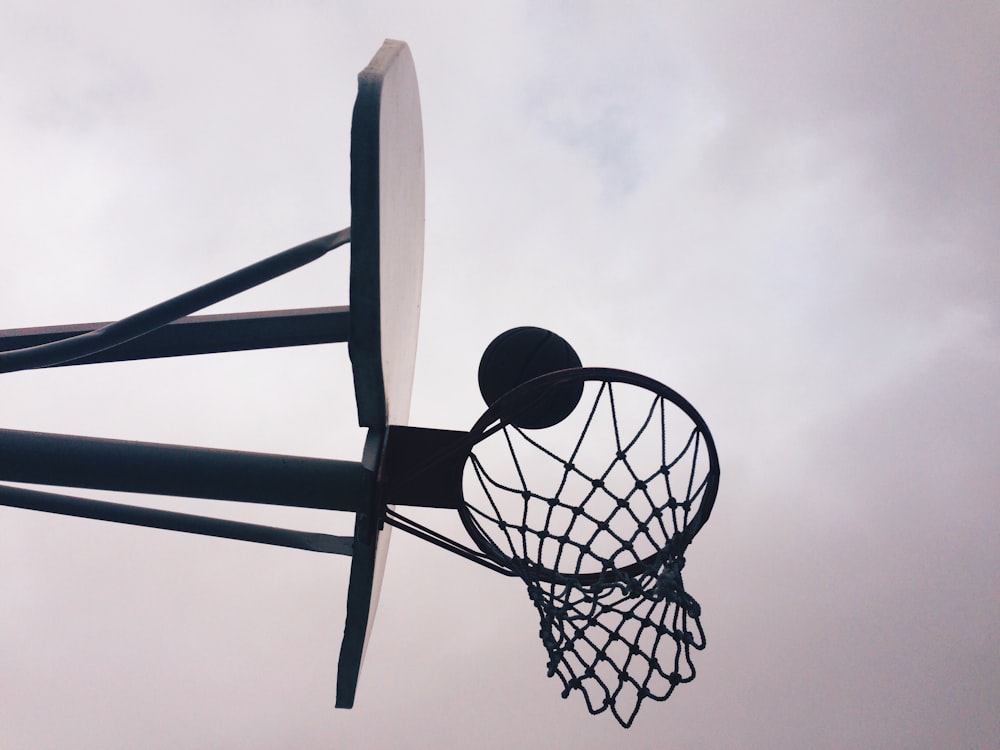 black and gray portable basketball hoop