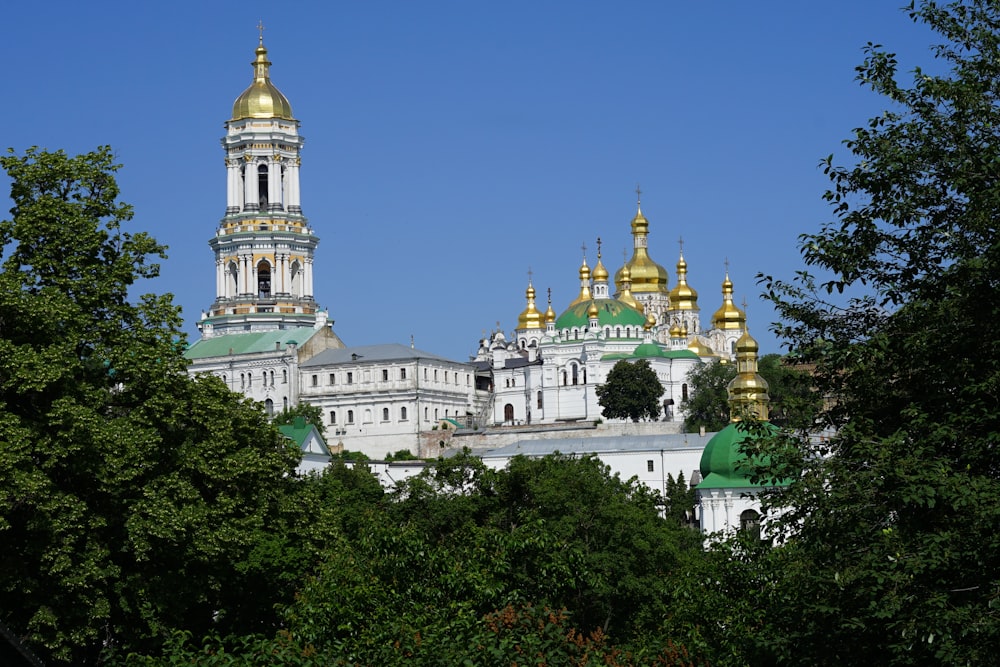 white and green concrete church