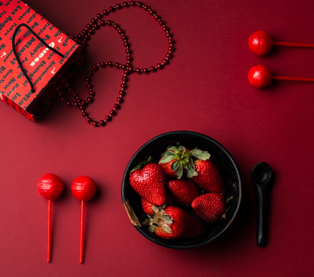 bowl of strawberries on table