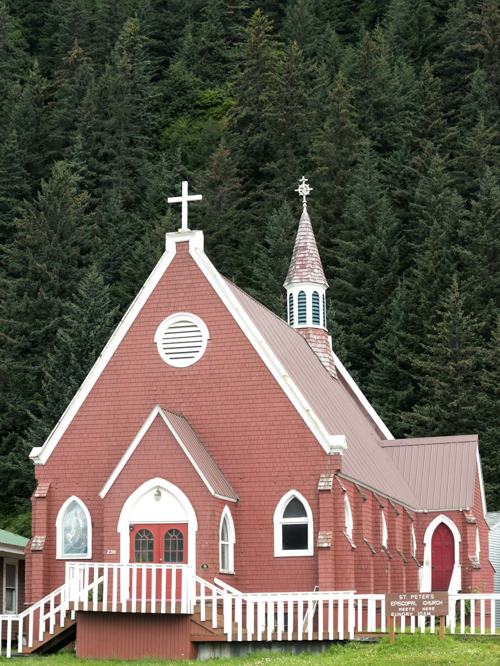pink and white church