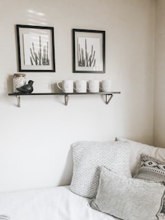 vases on floating shelf