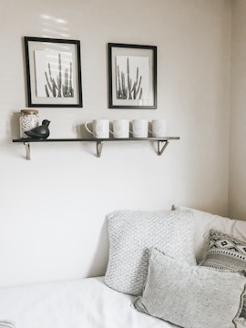 vases on floating shelf
