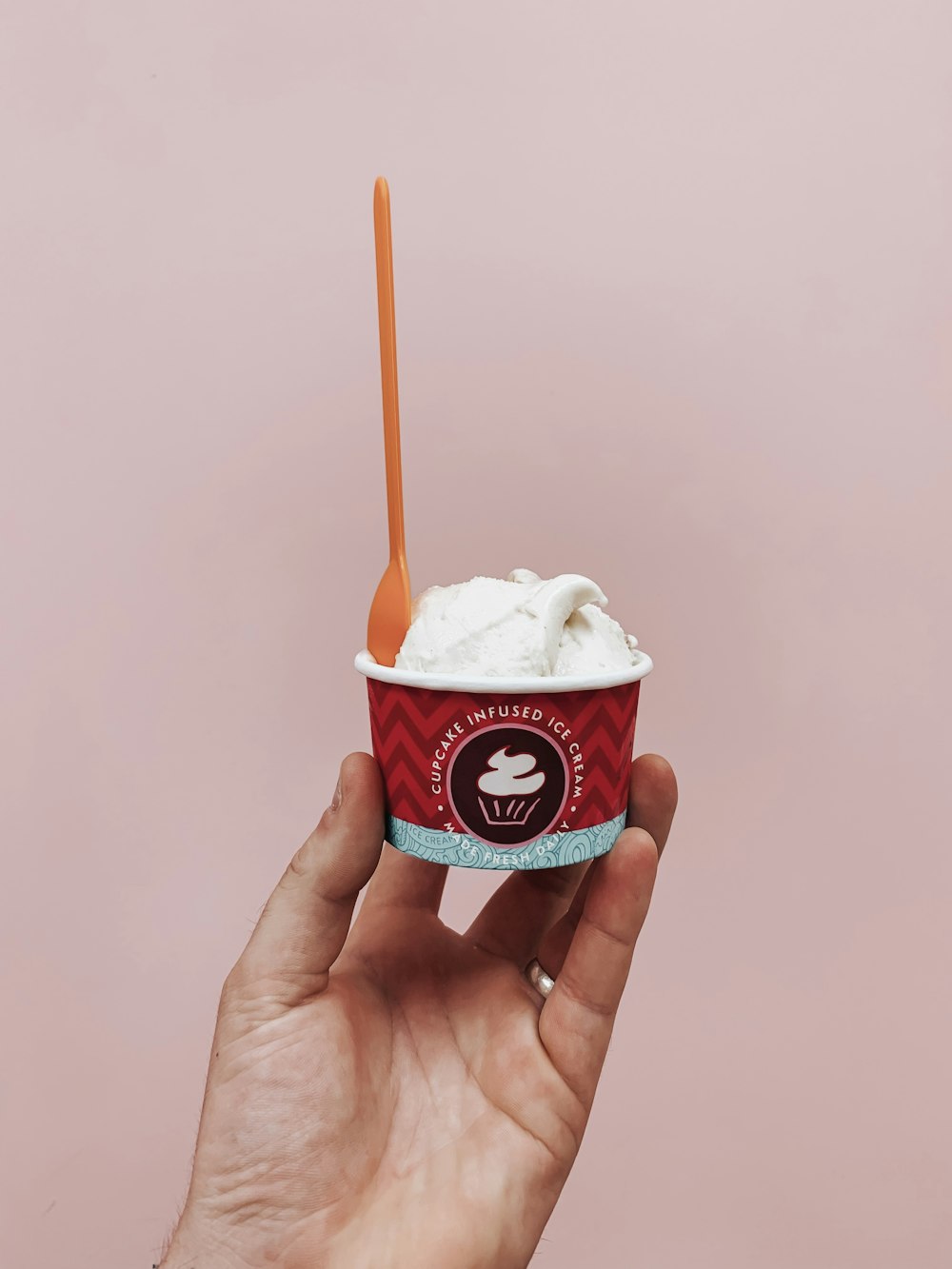 person holding cup of sundae