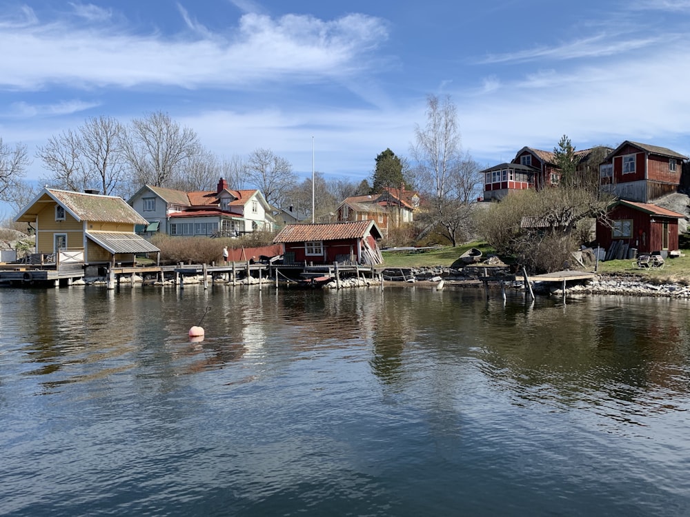 houses beside body of water