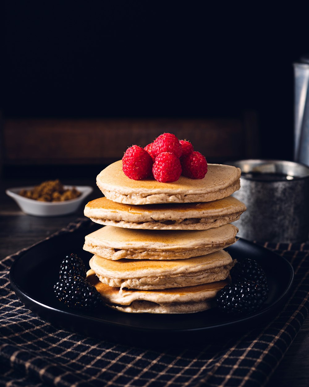 waffles with raspberries on top