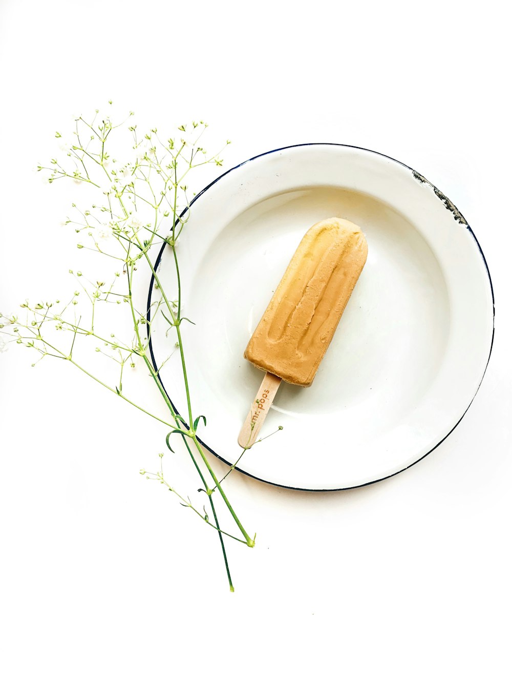 ice cream pop on white plate