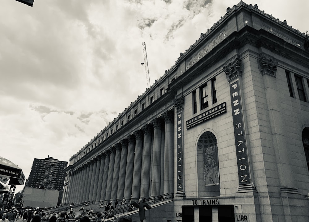 grayscale photo of building