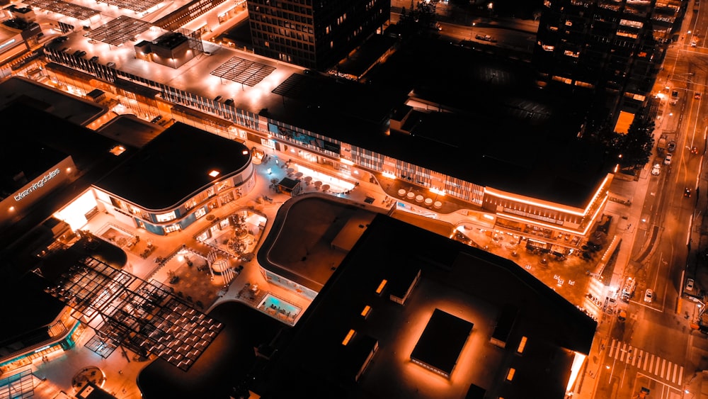 aerial photography of building during nighttime