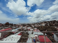 A panoramic view of a completed residential roofing project.