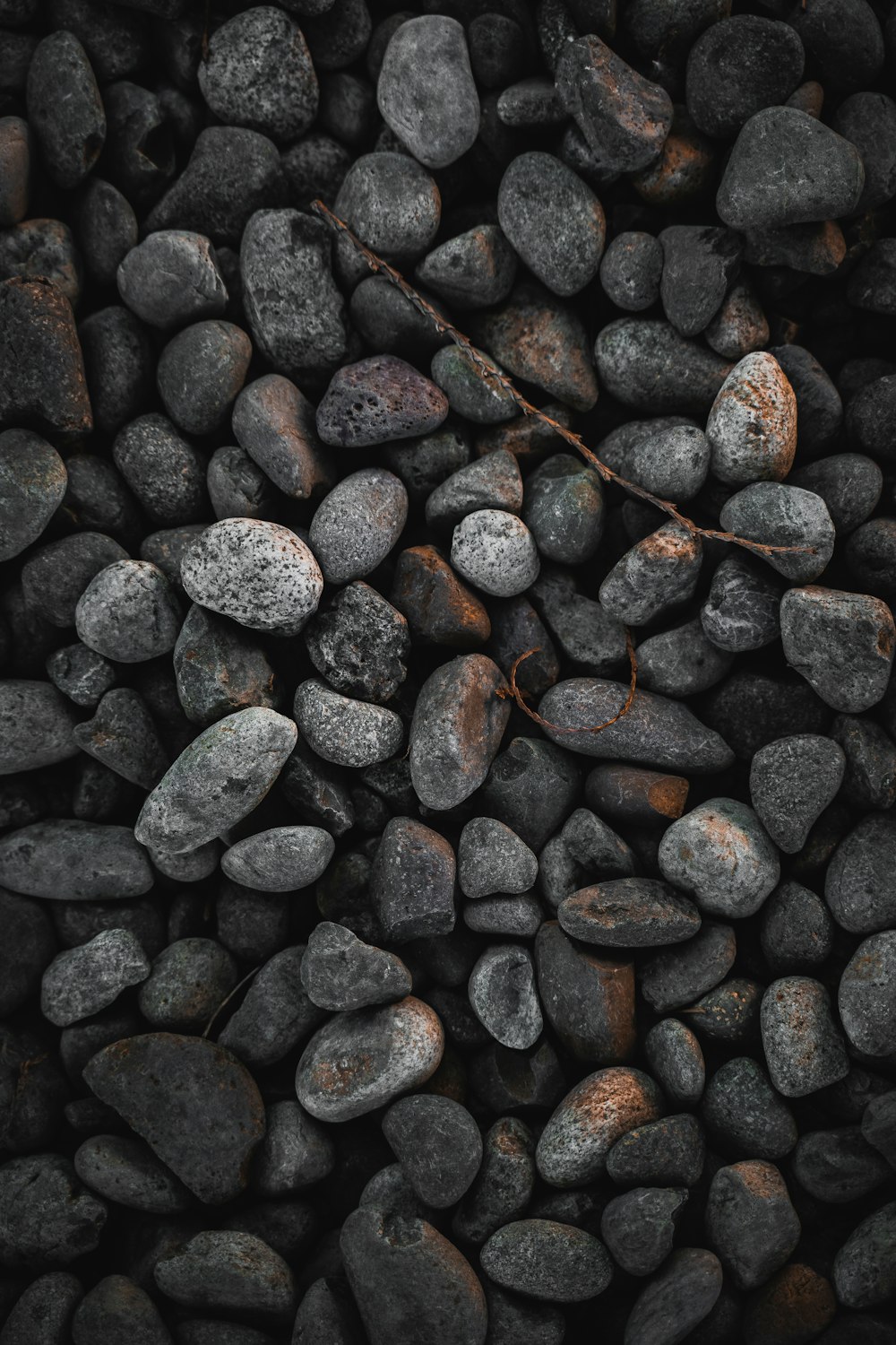 pile of gray and black pebbles