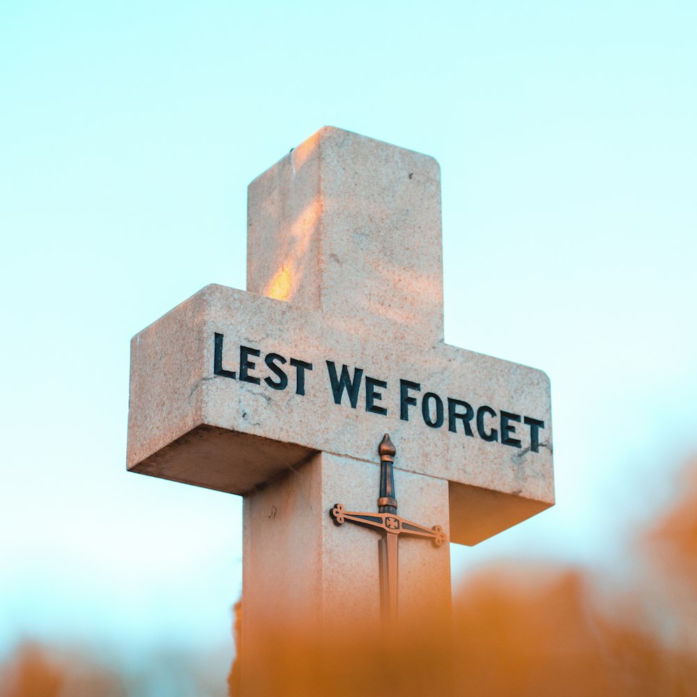 Lest We Forget concrete cross