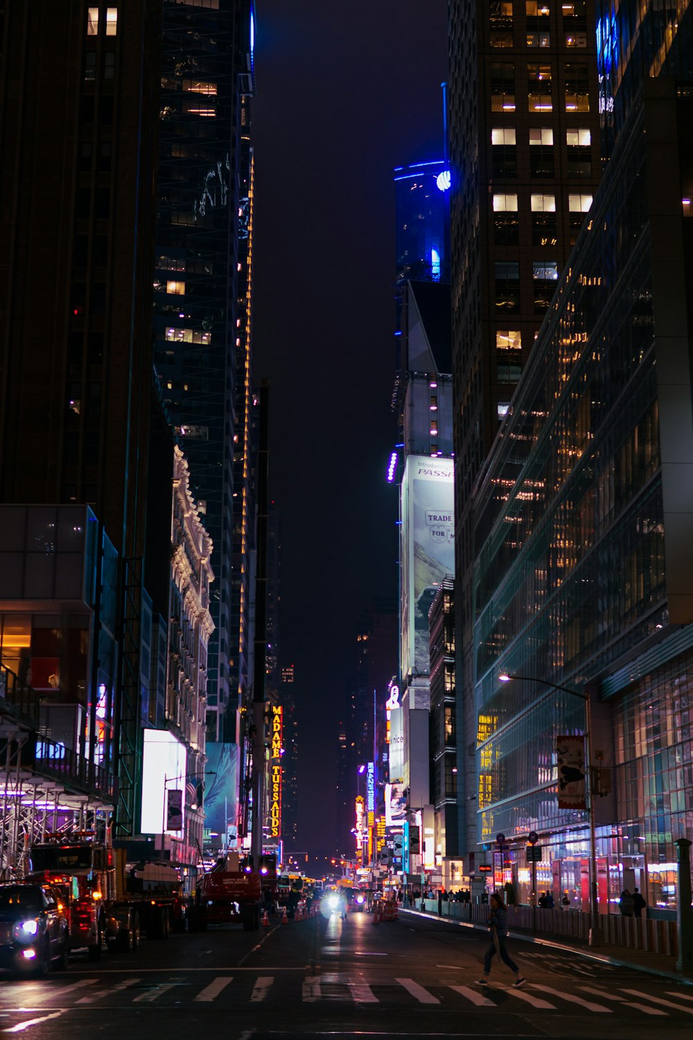 lighted buildings at night