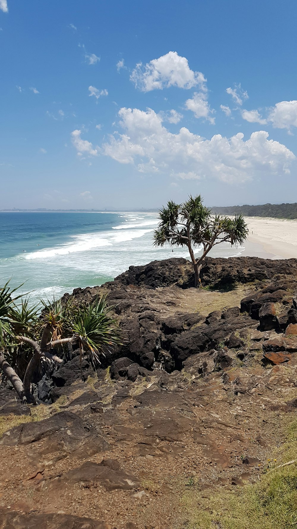 black rock formation beside sea