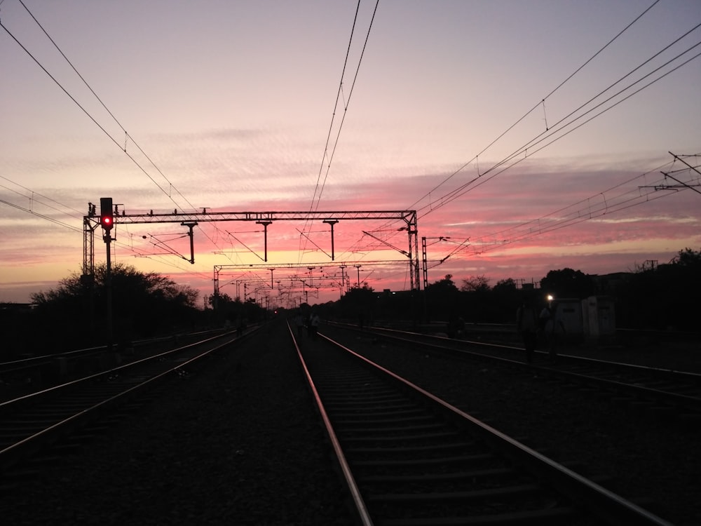 train tracks during golden hour