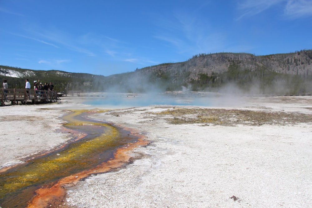 geyser under blue sky