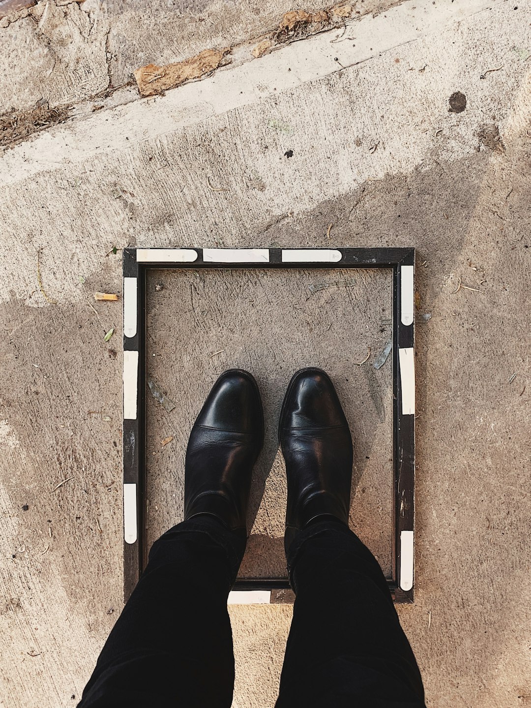 person standing on square pad