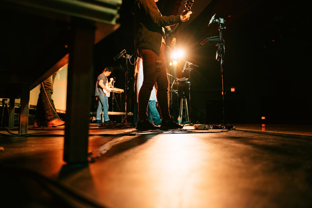 band on stage at night