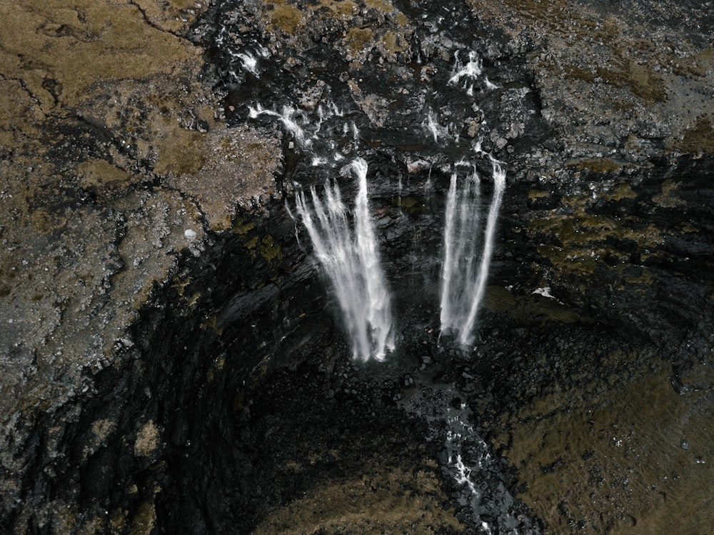 aerial photography of waterfalls