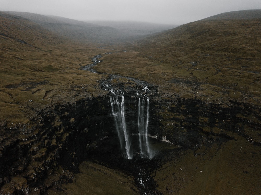 aerial photography of waterfalls