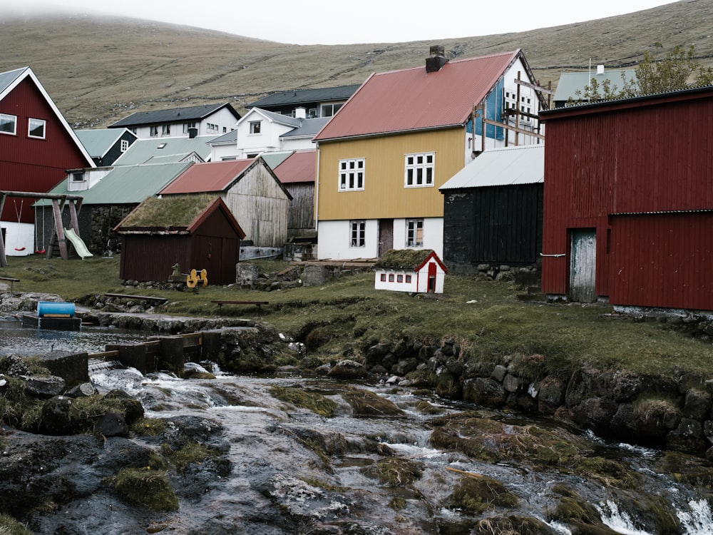 flowing river beside houses