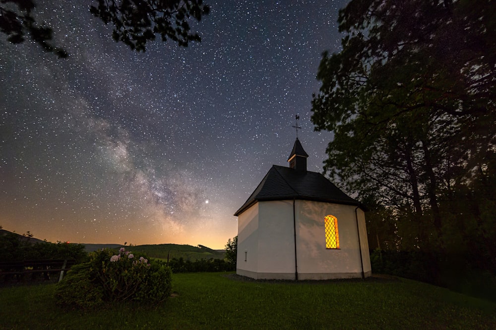 white and black church in country