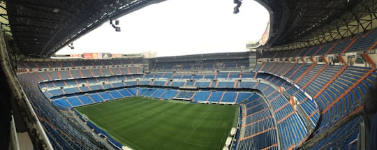 panoramic photo of stadium in Tour Bernabéu Spain