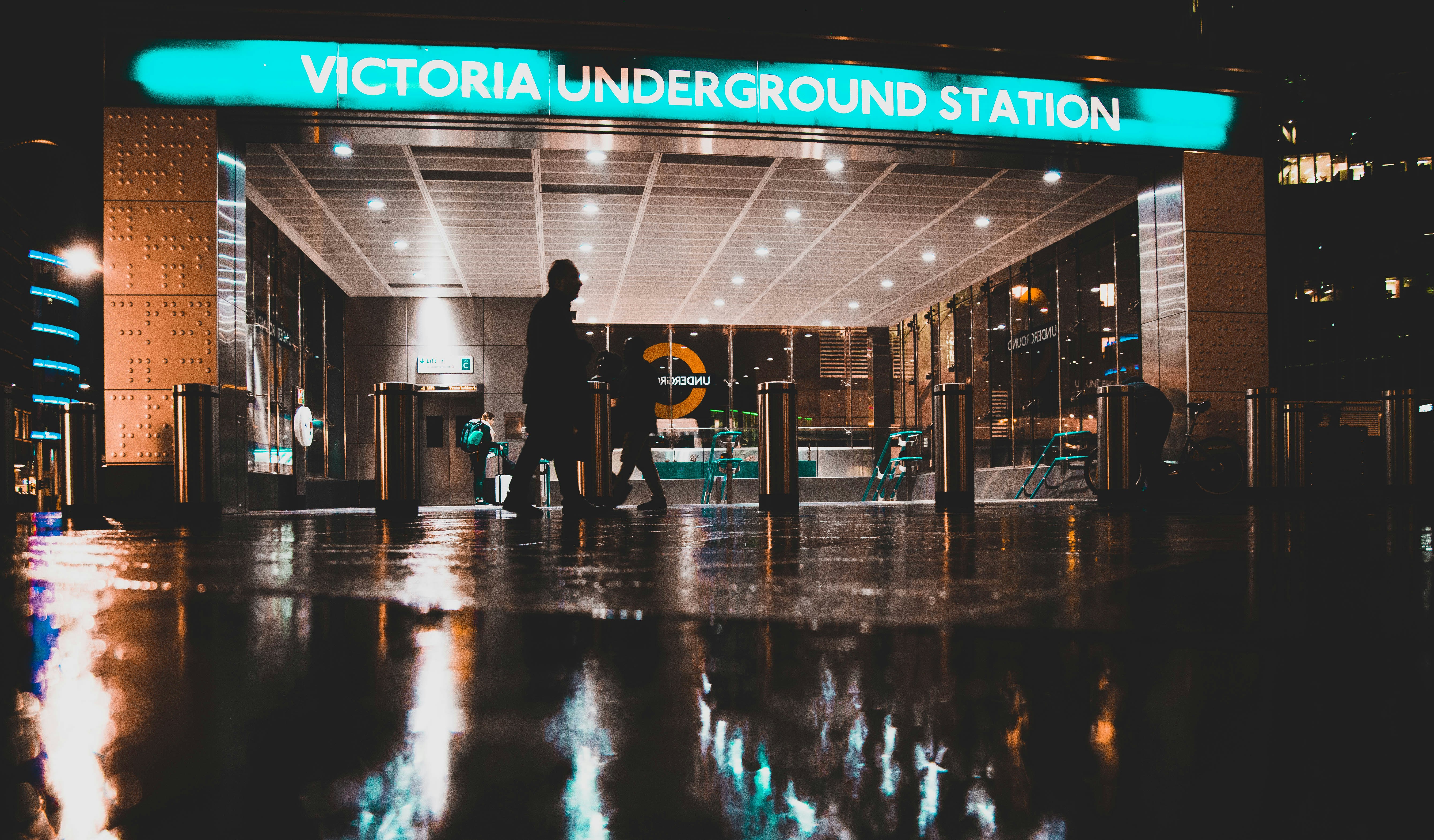 Victoria Underground Station store front at nighttime photo – Free ...