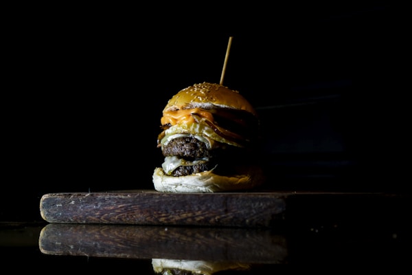 Burger with cheese and eggs