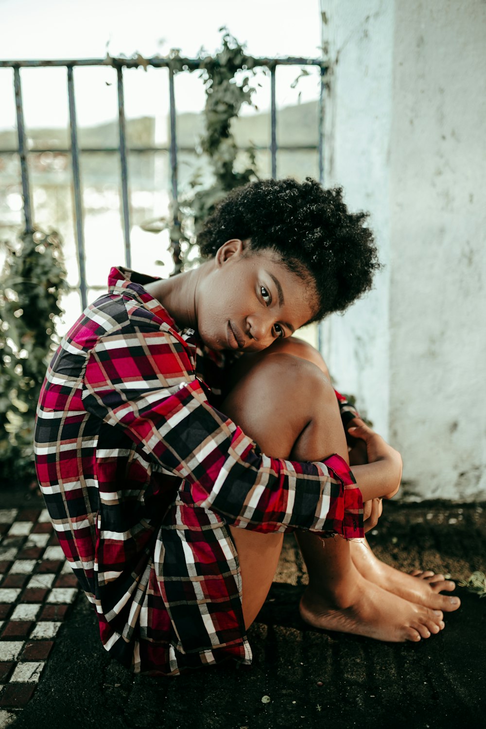 woman sitting on floor