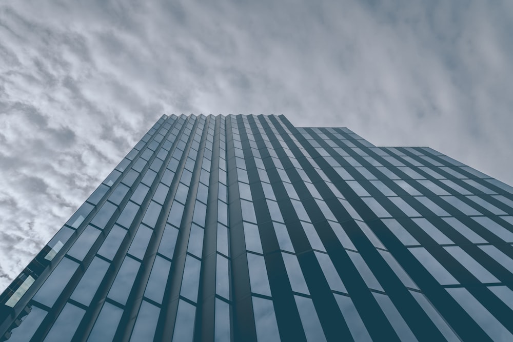 low angle photography of glass high-rise building