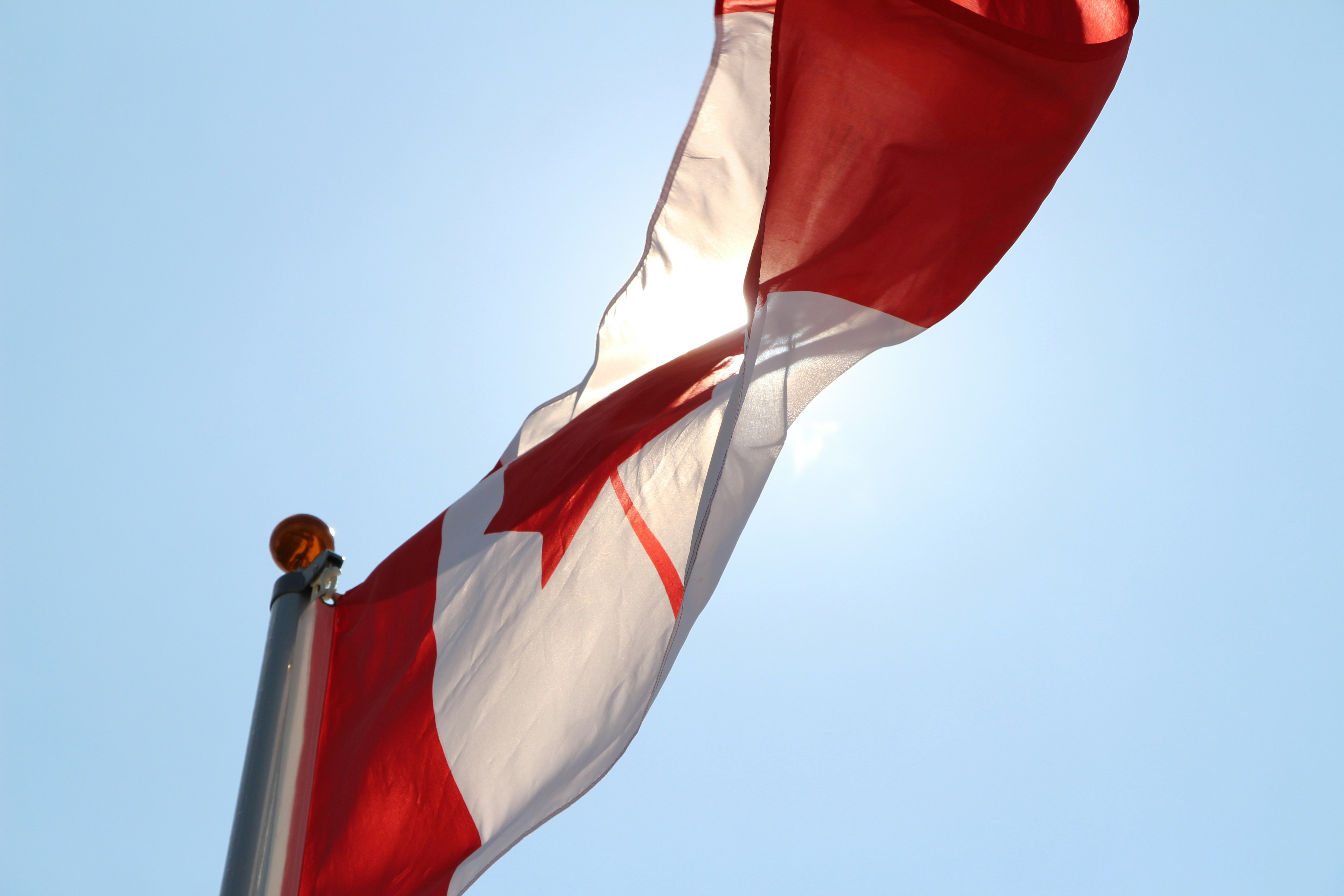 low angle photography of flag of Canada