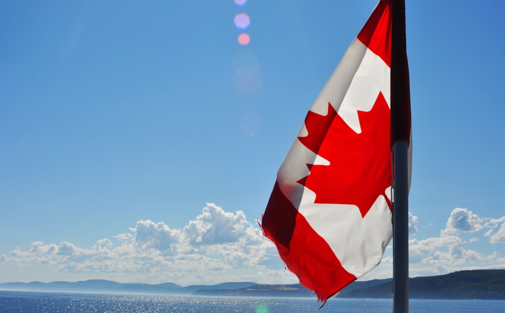 shallow focus photo of flag of Canada