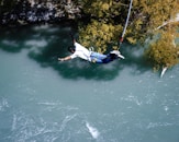 man bungee jumping