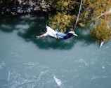 man bungee jumping