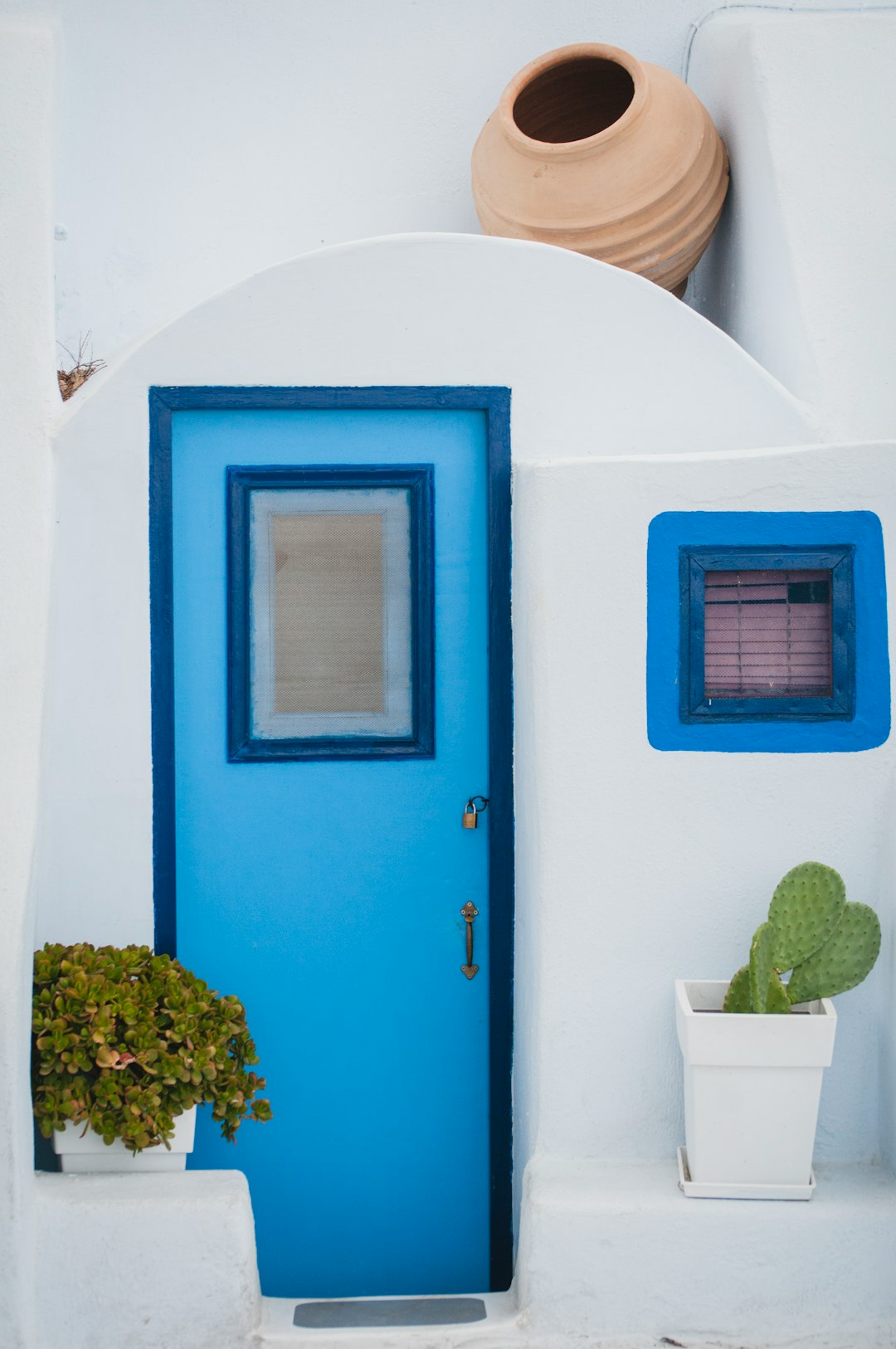 blue wooden door