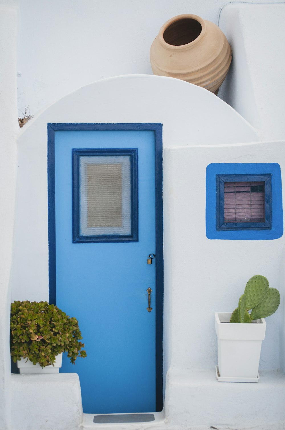 blue wooden door