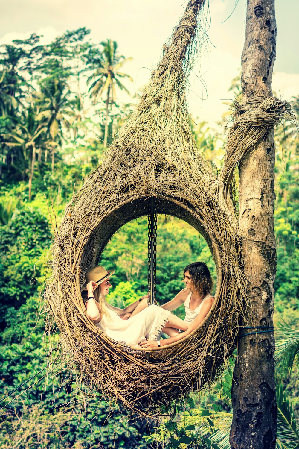 man and woman in hanging room